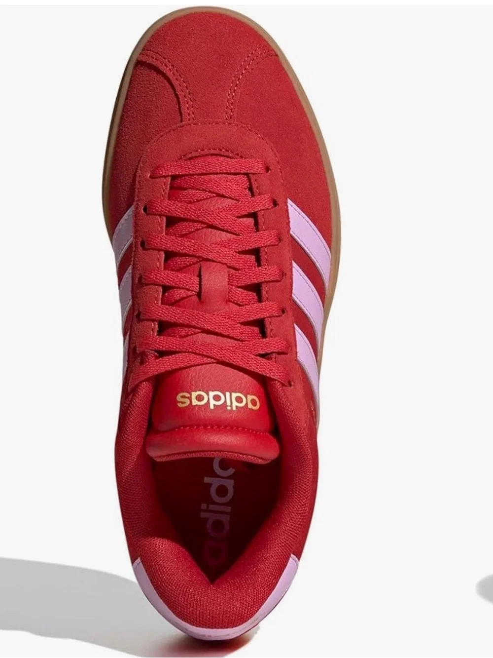 adidas Red Platform Sneakers with Pink Stripes and Gum Sole new size 7